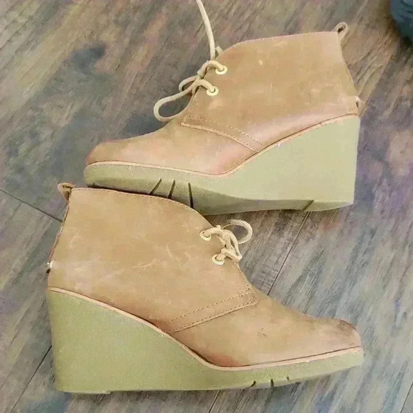 Sperry Topsider Burnished Leather Wedge Booties Size 7 - Picture 6 of 8